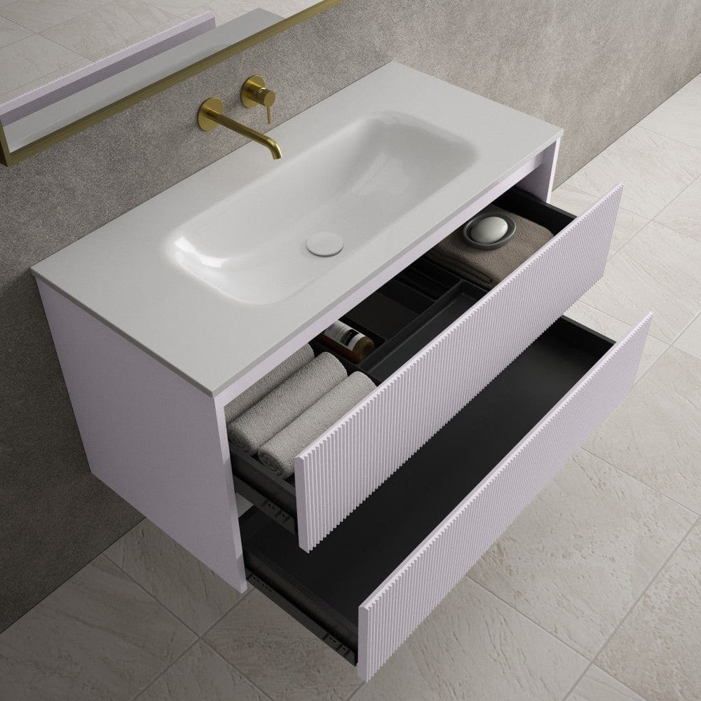 Scanalato Double Drawer Vanity Unit  With Beyondstone Basin - Soft Violet 1000mm