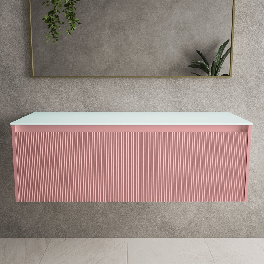 Scanalato Single Drawer Countertop Vanity Unit - Dusky Pink 1200mm