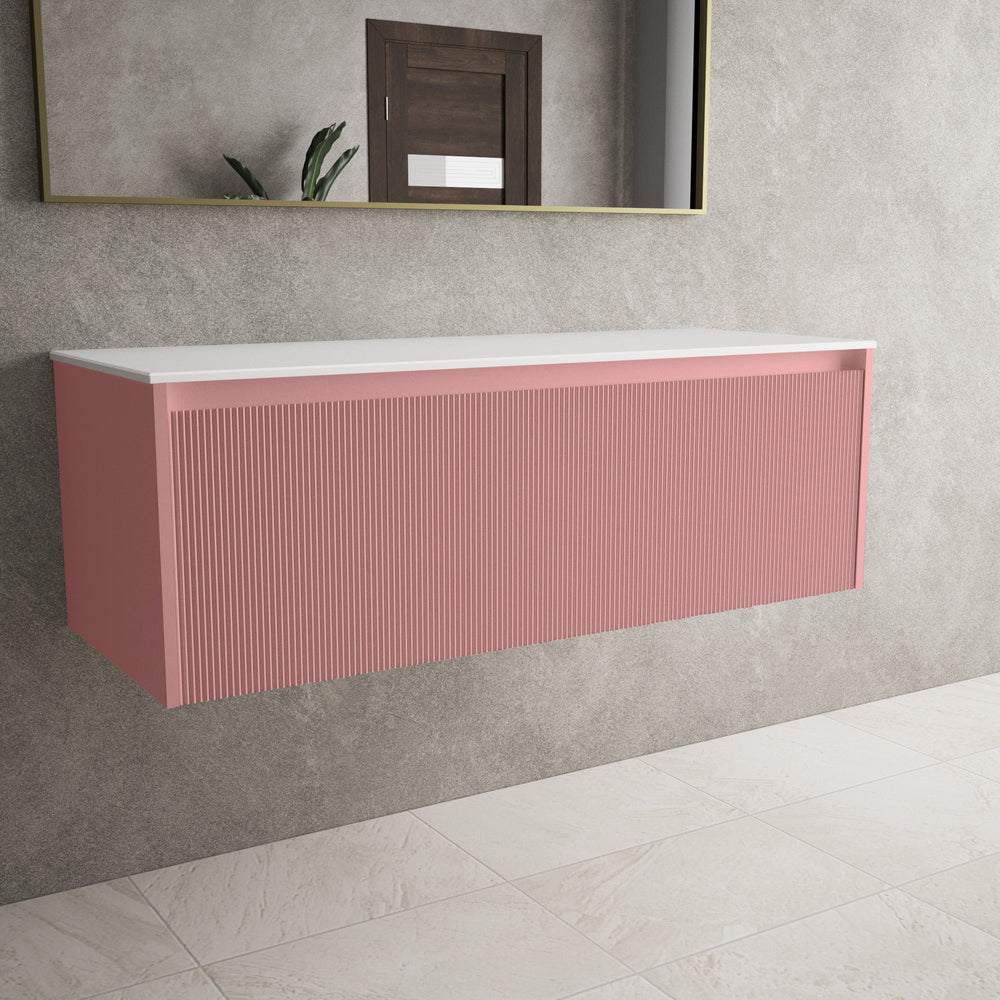 Scanalato Single Drawer Countertop Vanity Unit - Dusky Pink 1200mm