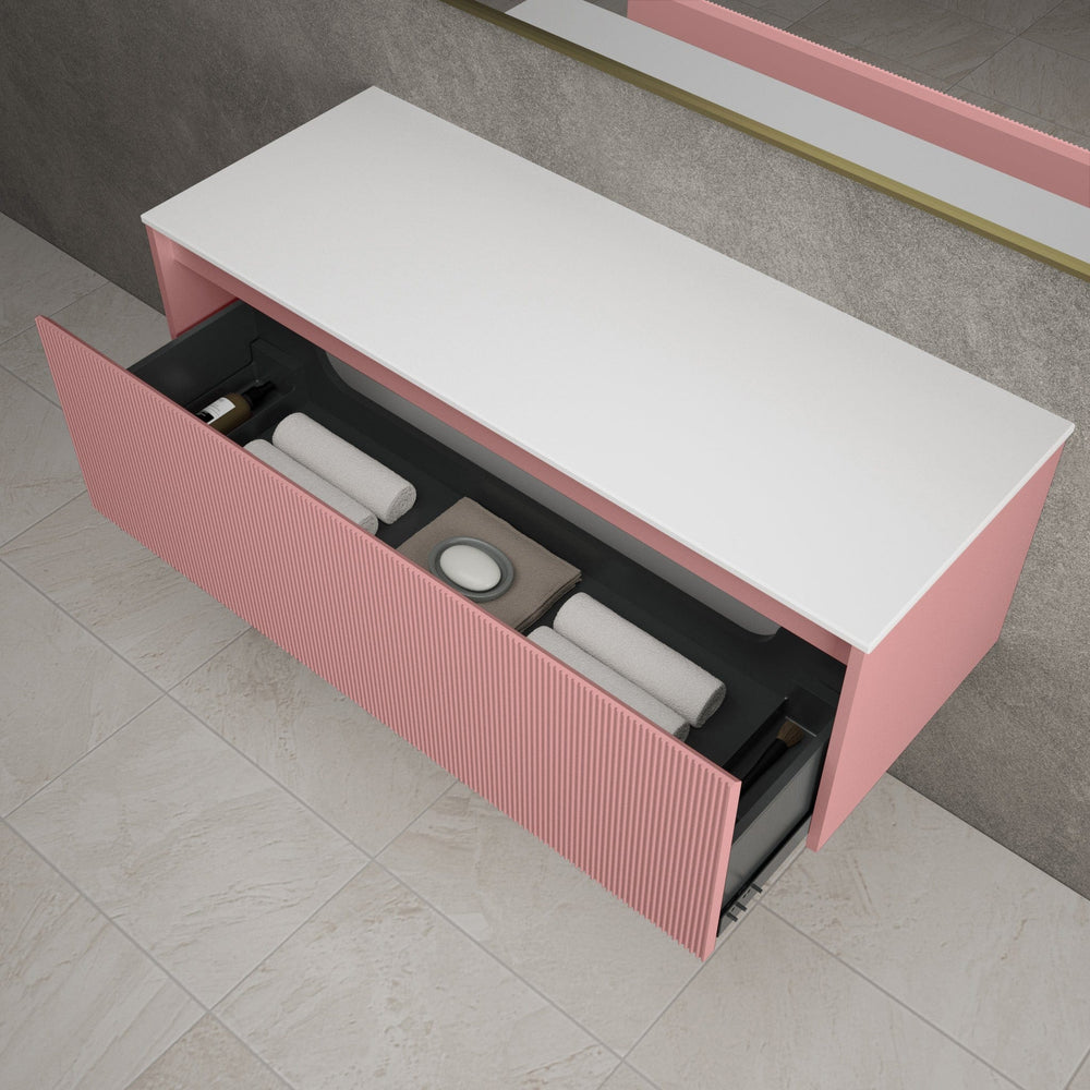 Scanalato Single Drawer Countertop Vanity Unit - Dusky Pink 1200mm