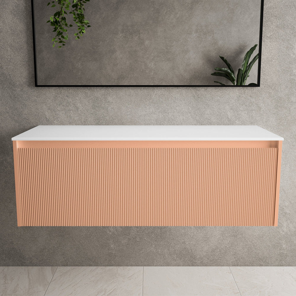 Scanalato Single Drawer Countertop Vanity Unit - Peach Fuzz 1200mm