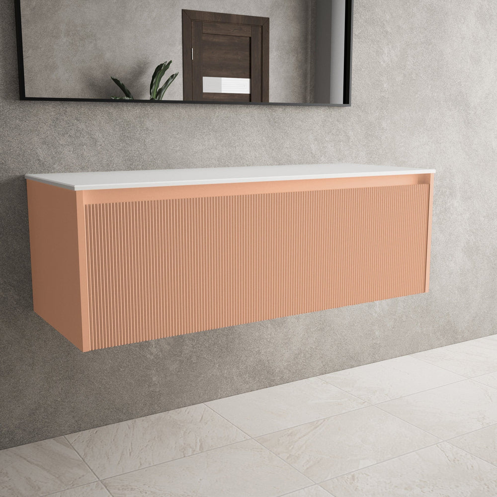 Scanalato Single Drawer Countertop Vanity Unit - Peach Fuzz 1200mm