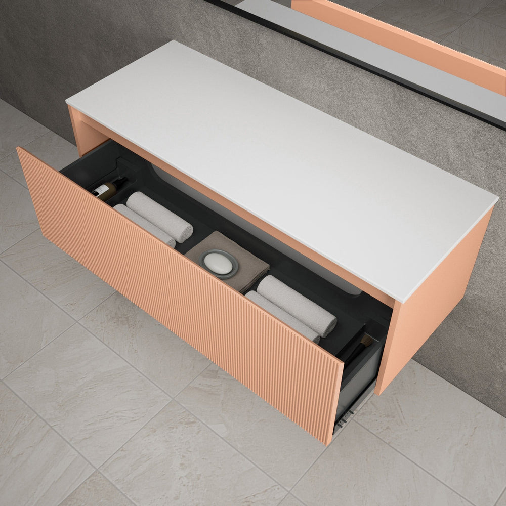 Scanalato Single Drawer Countertop Vanity Unit - Peach Fuzz 1200mm