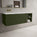 Scanalato Single Drawer Vanity Unit With Open Storage Space And Left Hand Beyondstone Basin - Seaweed 1200mm
