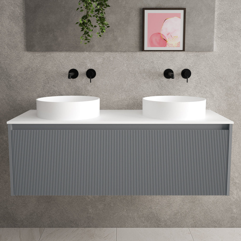 Scanalato Single Drawer Countertop Vanity Unit - Dove Grey 1200mm