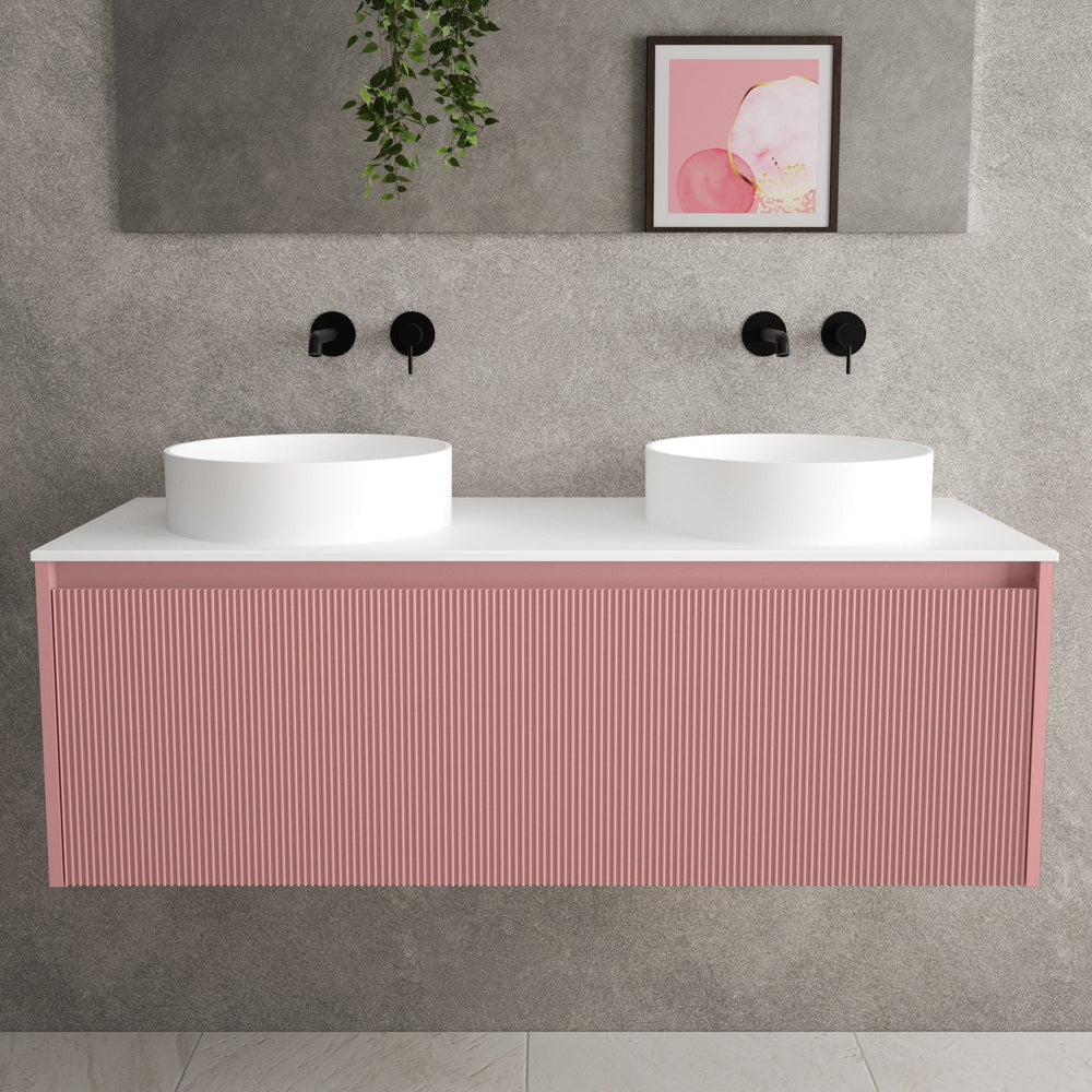 Scanalato Single Drawer Countertop Vanity Unit - Dusky Pink 1200mm image