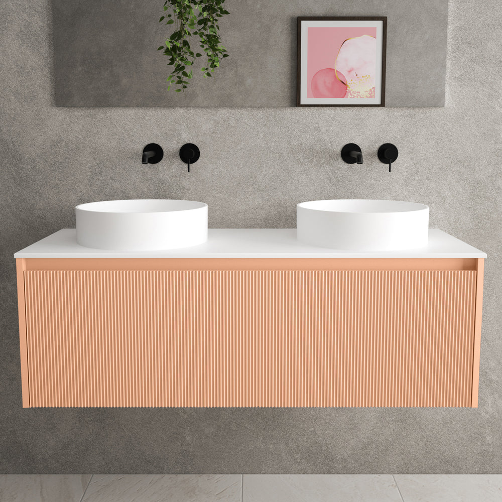 Scanalato Single Drawer Countertop Vanity Unit - Peach Fuzz 1200mm