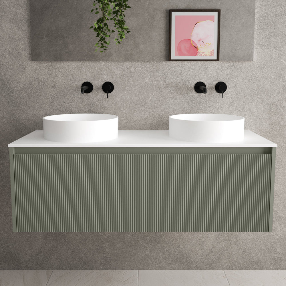 Scanalato Single Drawer Countertop Vanity Unit - Pistachio 1200mm