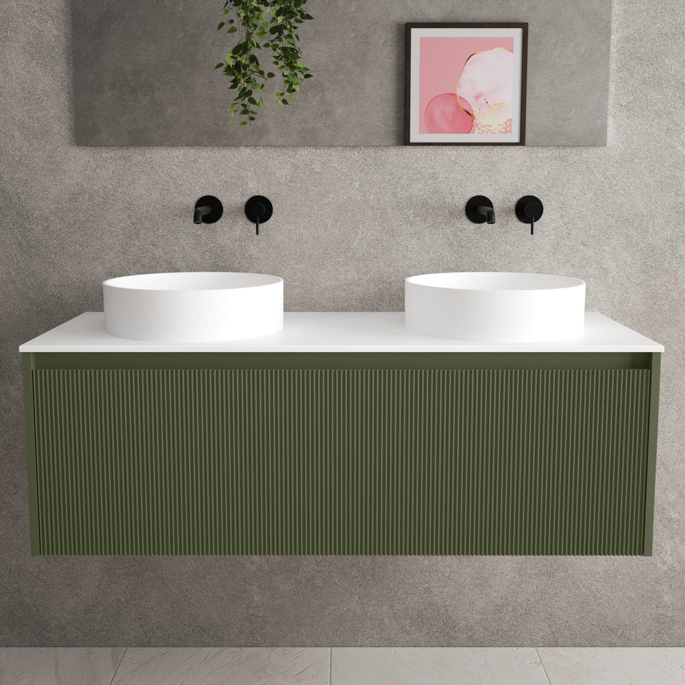 Scanalato Single Drawer Countertop Vanity Unit - Seaweed 1200mm