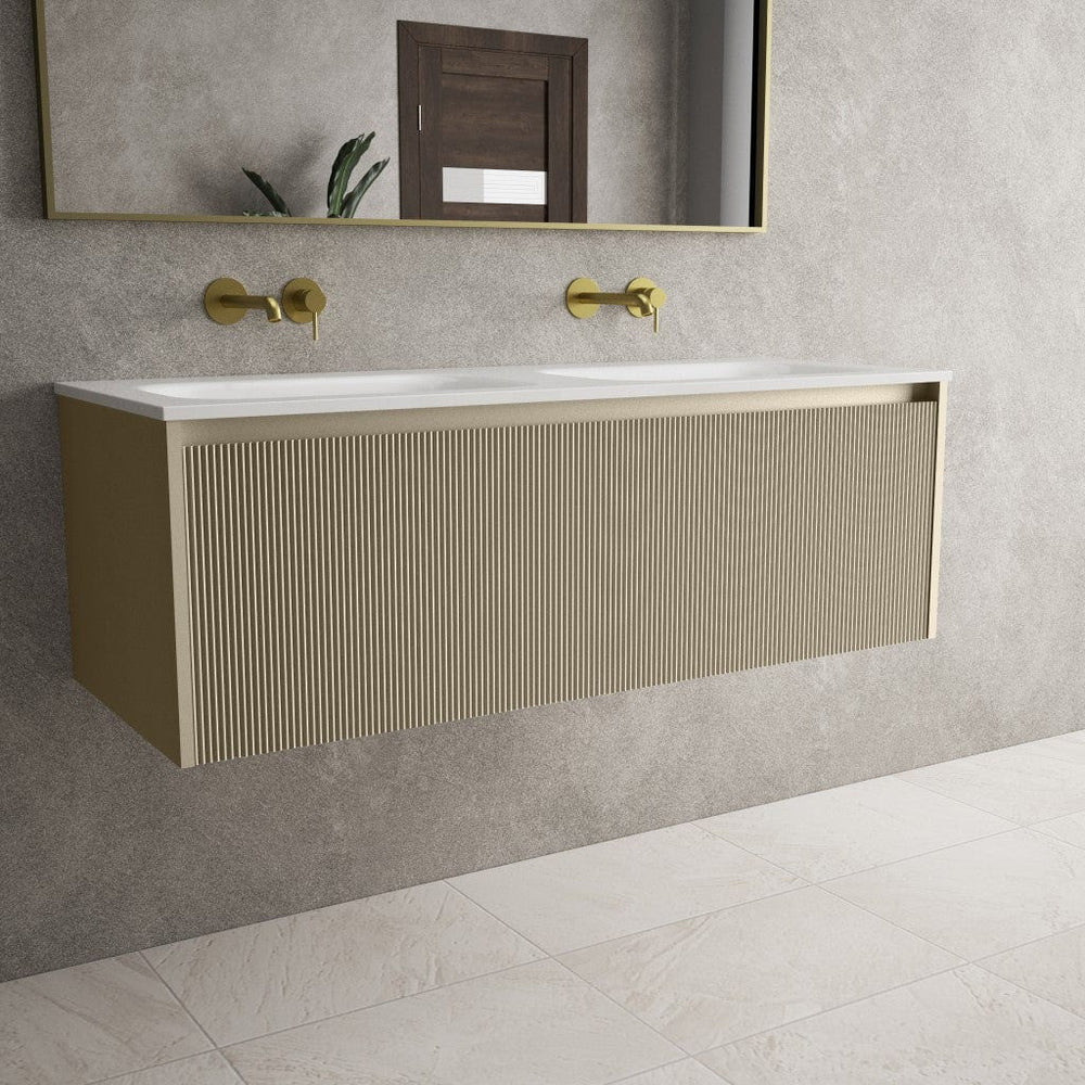 Scanalato Single Drawer Vanity Unit With Beyondstone Double Basin - Cashmere 1200mm
