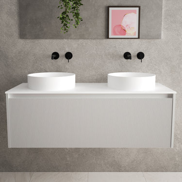 Scanalato Single Drawer Countertop Vanity Unit - Soft Grey 1200mm