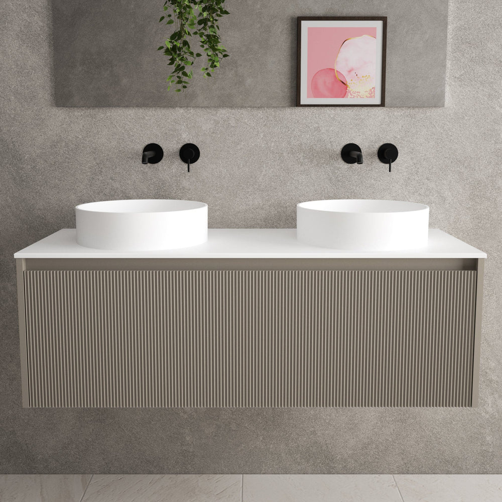 Scanalato Single Drawer Countertop Vanity Unit - Soft Taupe 1200mm