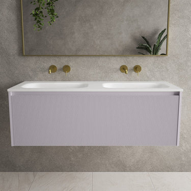 Scanalato Single Drawer Vanity Unit With Beyondstone Double Basin - Soft Violet 1200mm