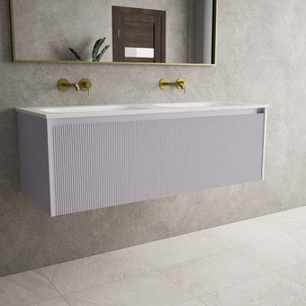 Scanalato Single Drawer Vanity Unit With Beyondstone Double Basin - Soft Violet 1200mm