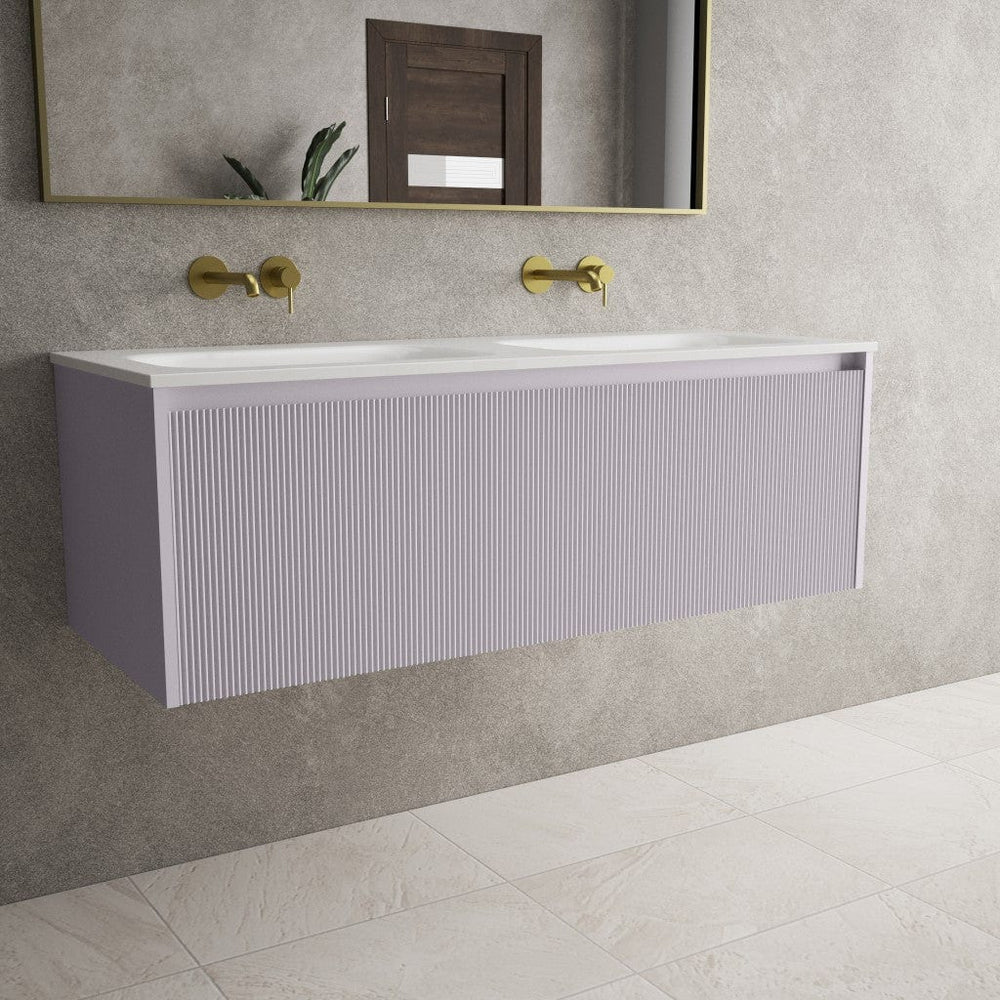 Scanalato Single Drawer Vanity Unit With Beyondstone Double Basin - Soft Violet 1200mm