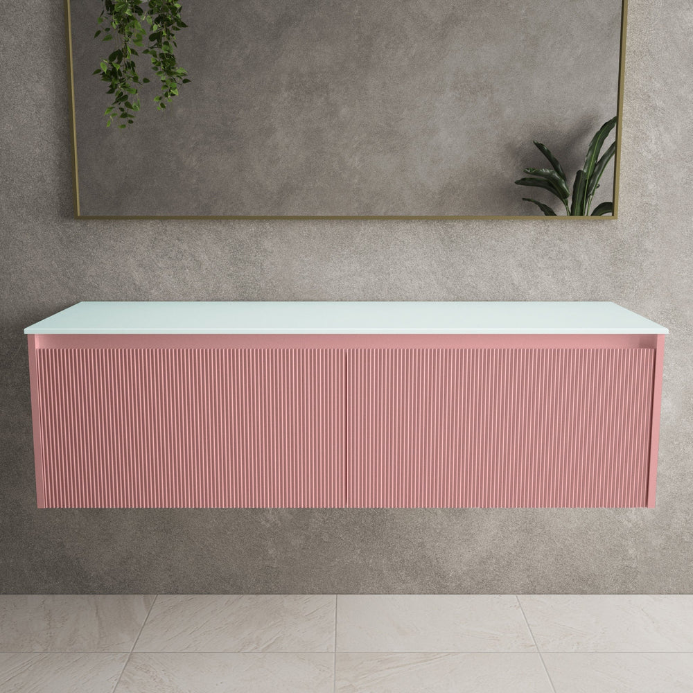 Scanalato Double Drawer Countertop Vanity Unit - Dusky Pink 1400mm