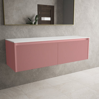 Scanalato Double Drawer Countertop Vanity Unit - Dusky Pink 1400mm