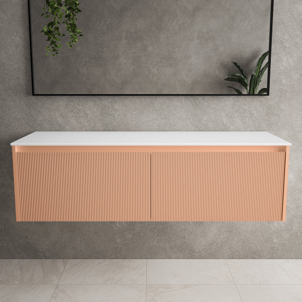 Scanalato Double Drawer Countertop Vanity Unit - Peach Fuzz 1400mm