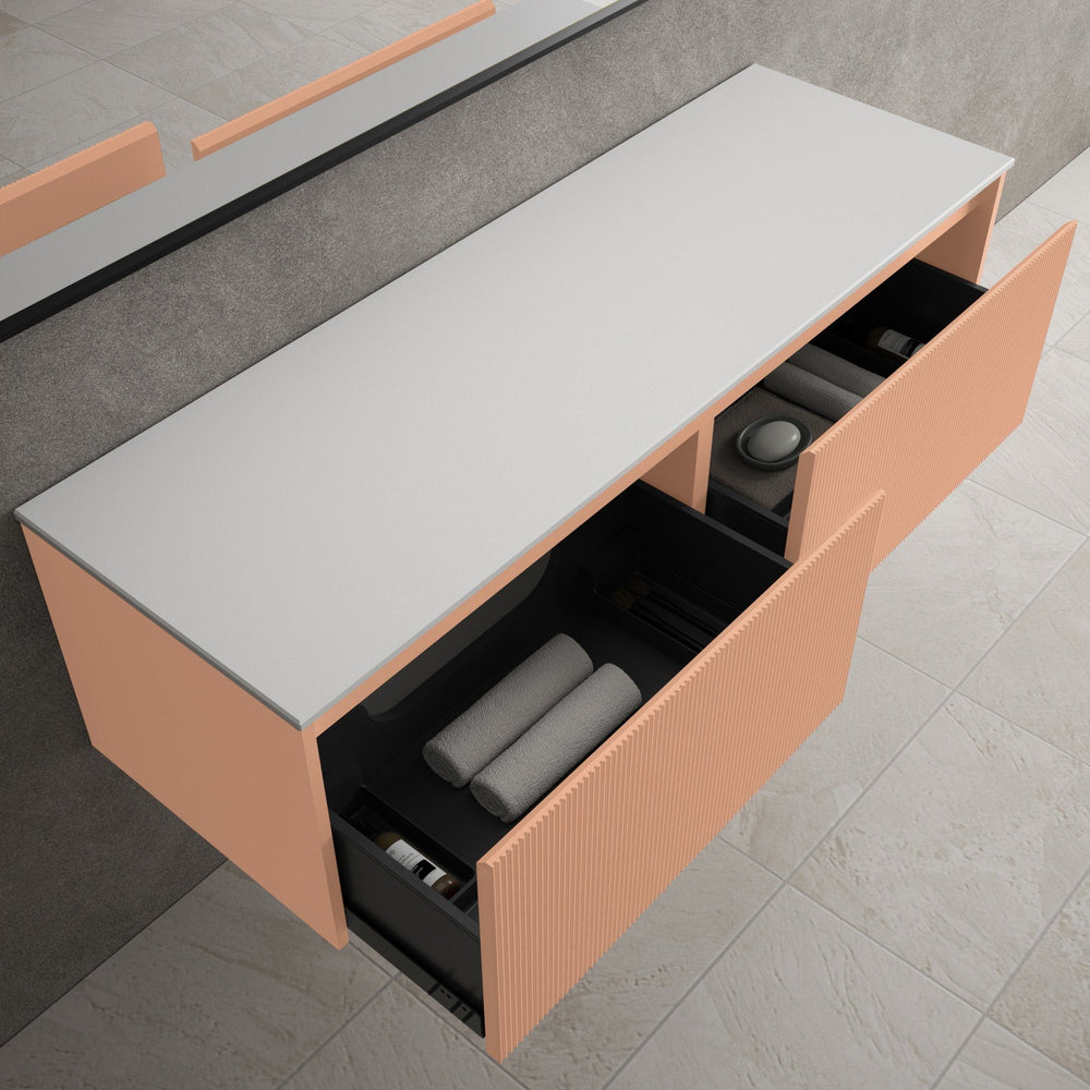 Scanalato Double Drawer Countertop Vanity Unit - Peach Fuzz 1400mm