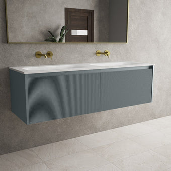 Scanalato Double Drawer Vanity Unit With Beyondstone Double Basin - Anthracite 1400mm