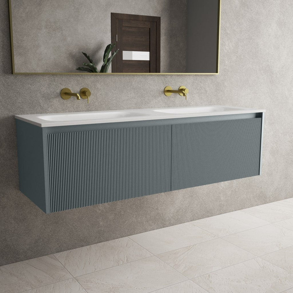 Scanalato Double Drawer Vanity Unit With Beyondstone Double Basin - Anthracite 1400mm