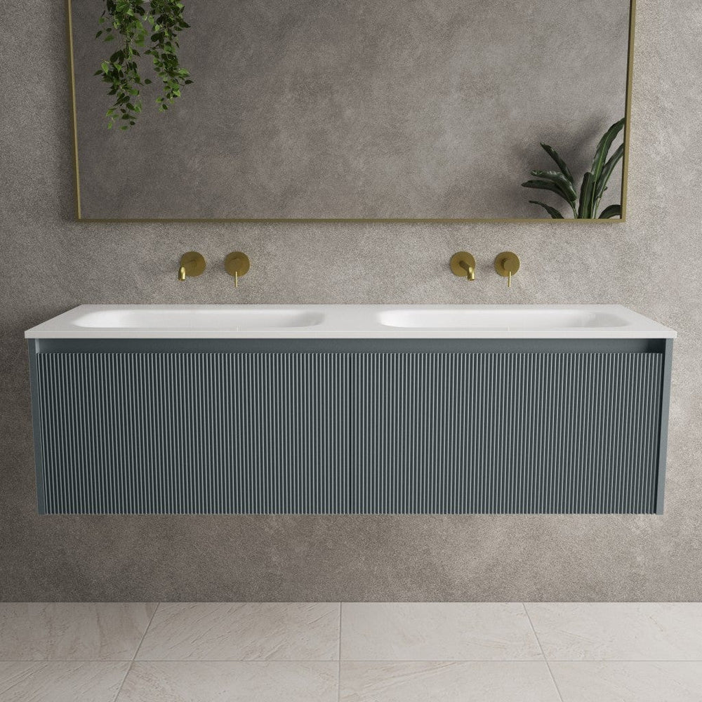 Scanalato Double Drawer Vanity Unit With Beyondstone Double Basin - Anthracite 1400mm