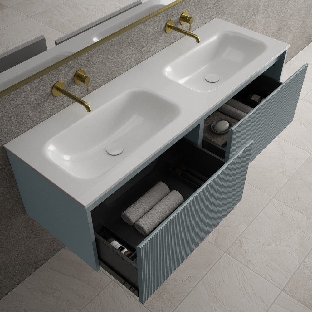 Scanalato Double Drawer Vanity Unit With Beyondstone Double Basin - Anthracite 1400mm