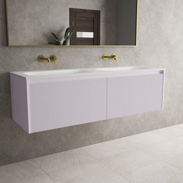 Scanalato Double Drawer Vanity Unit With Beyondstone Double Basin - Soft Violet 1400mm