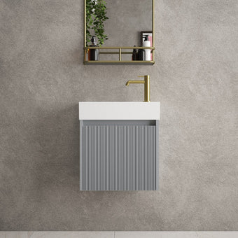 Scanalato Single Door Vanity Unit With Beyondstone Basin - Dove Grey 450mm