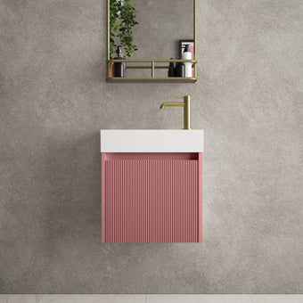 Scanalato Single Door Vanity Unit With Beyondstone Basin - Dusky Pink 450mm