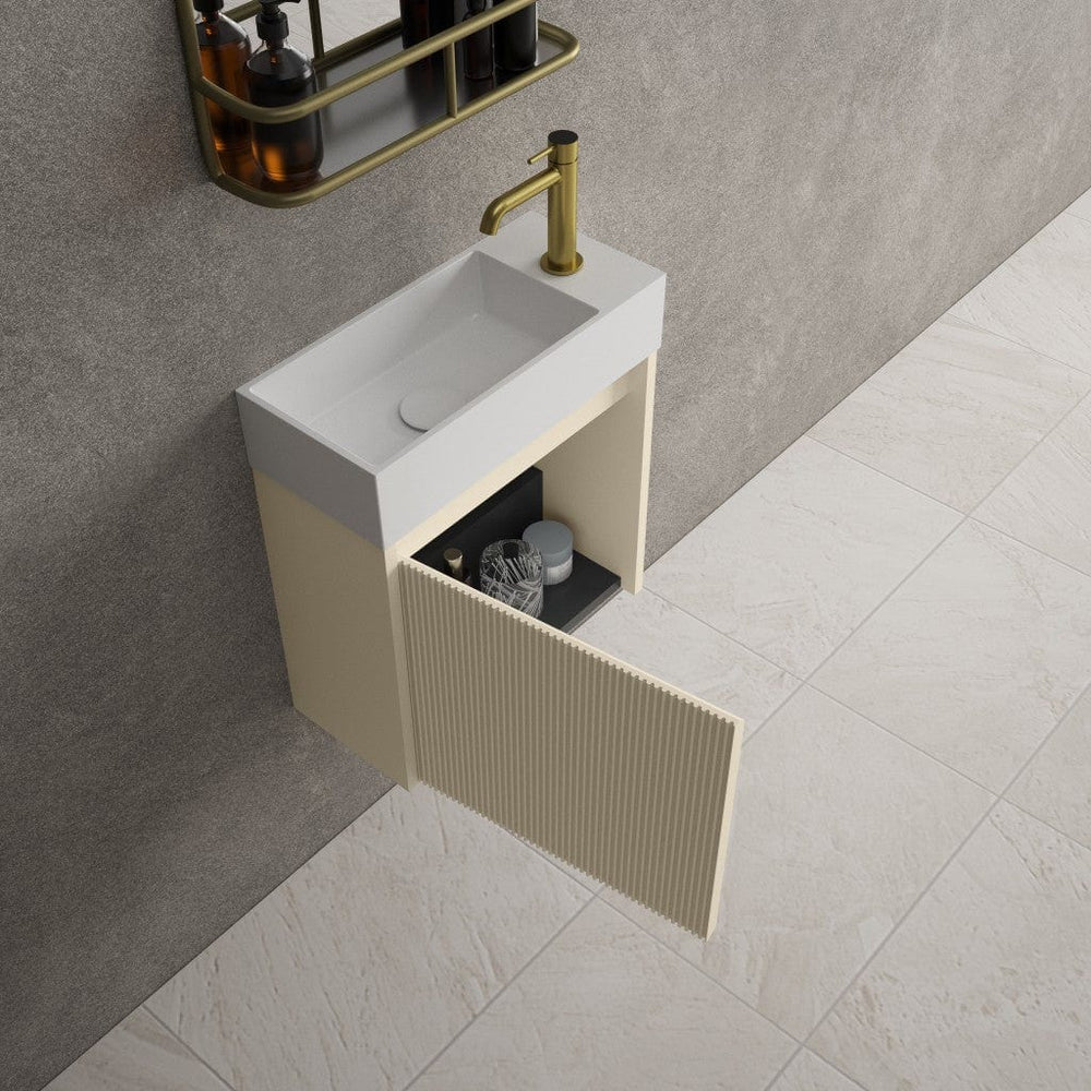 Scanalato Single Door Vanity Unit With Beyondstone Basin - Cashmere 450mm