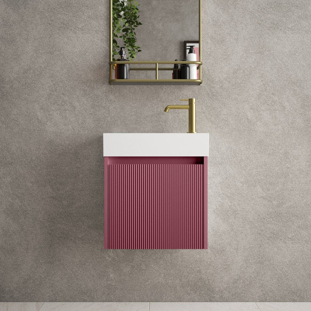 Scanalato Single Door Vanity Unit With Beyondstone Basin - Mineral Red 450mm