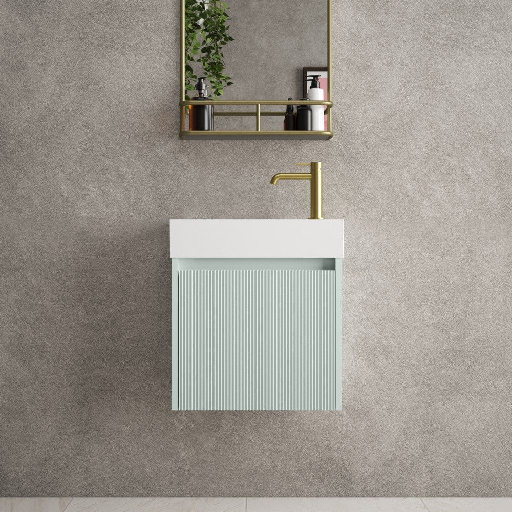 Scanalato Single Door Vanity Unit With Beyondstone Basin - Peppermint 450mm