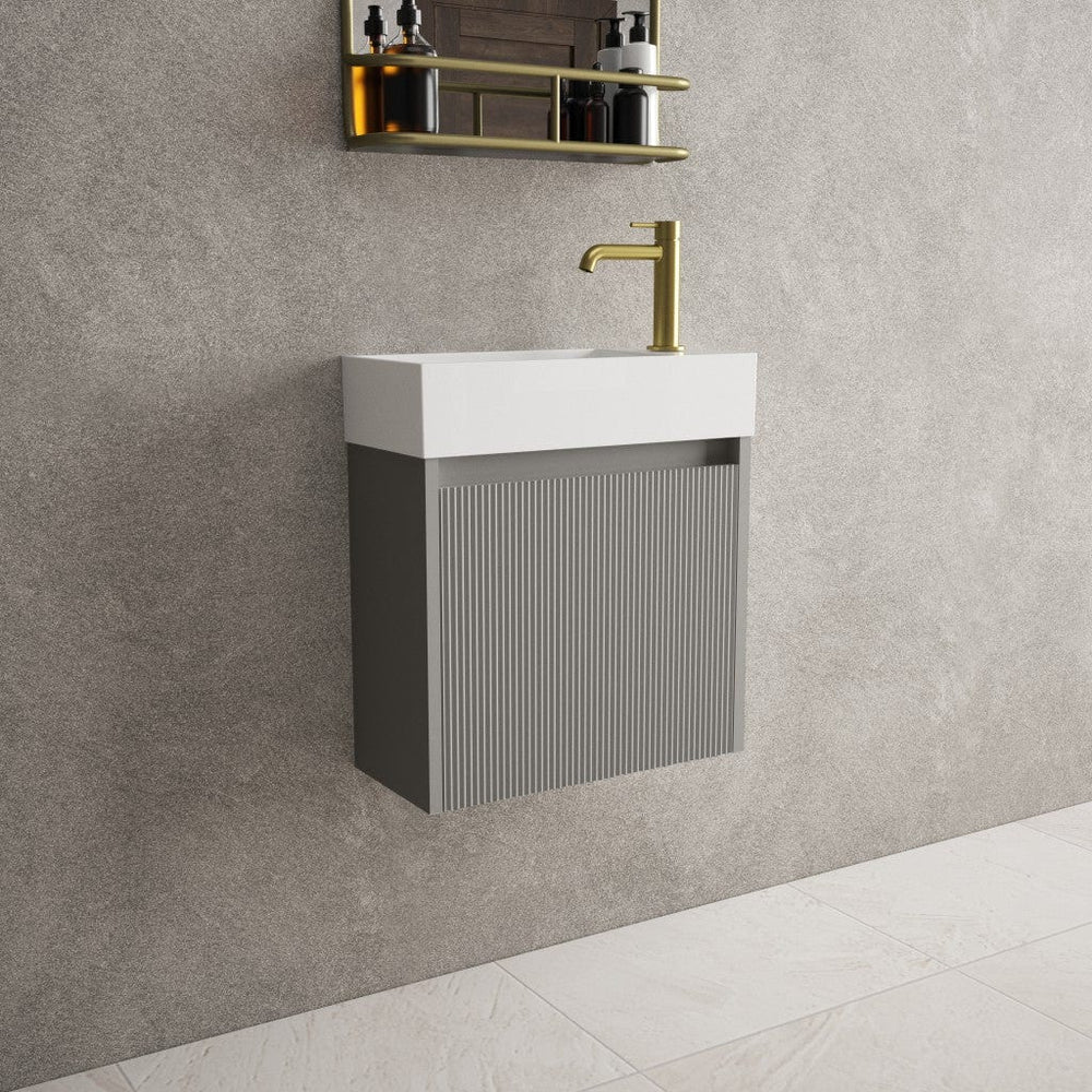 Scanalato Single Door Vanity Unit With Beyondstone Basin - Rich Taupe 450mm