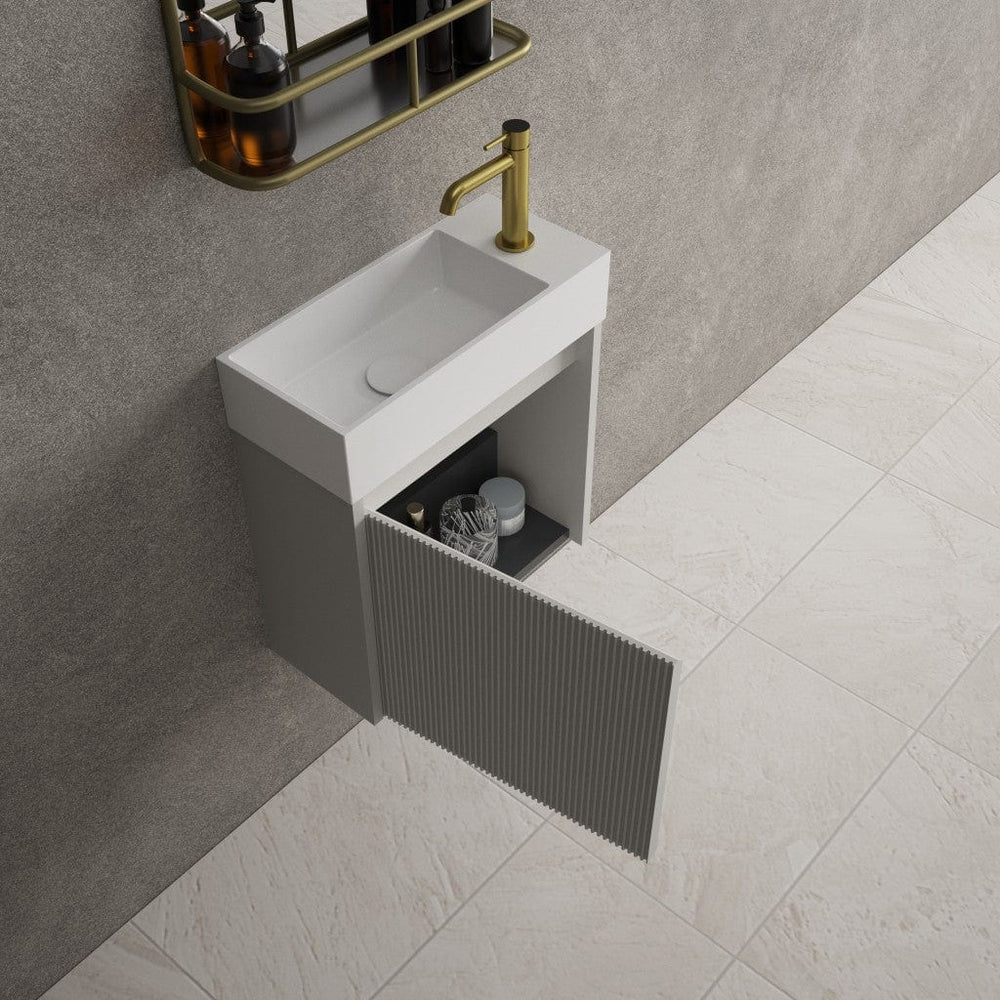 Scanalato Single Door Vanity Unit With Beyondstone Basin - Rich Taupe 450mm