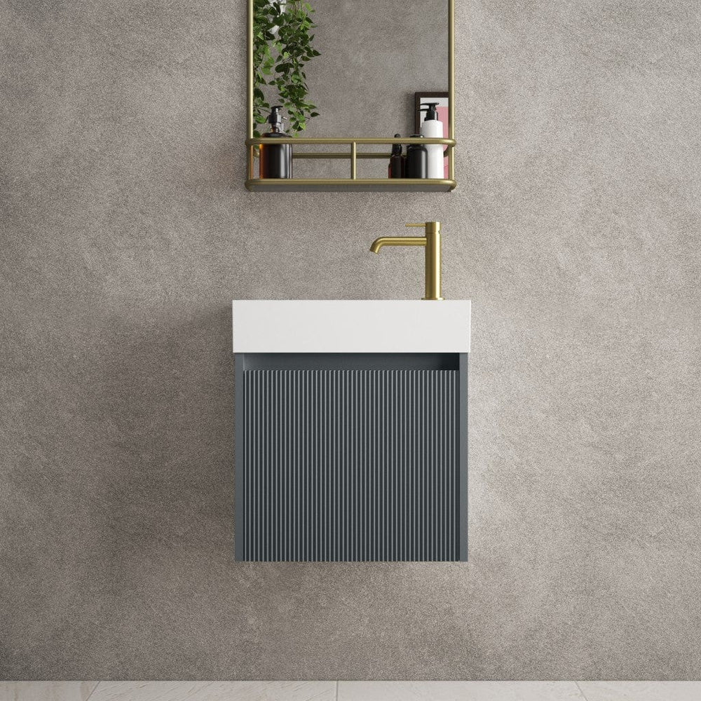 Scanalato Single Door Vanity Unit With Beyondstone Basin - Slate Grey 450mm