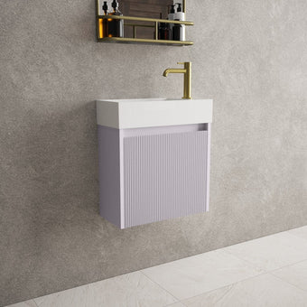 Scanalato Single Door Vanity Unit With Beyondstone Basin - Soft Violet 450mm