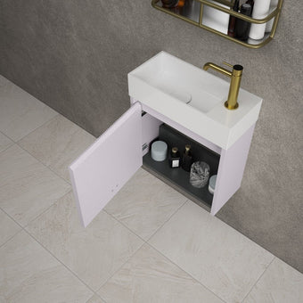 Scanalato Single Door Vanity Unit With Beyondstone Basin - Soft Violet 450mm
