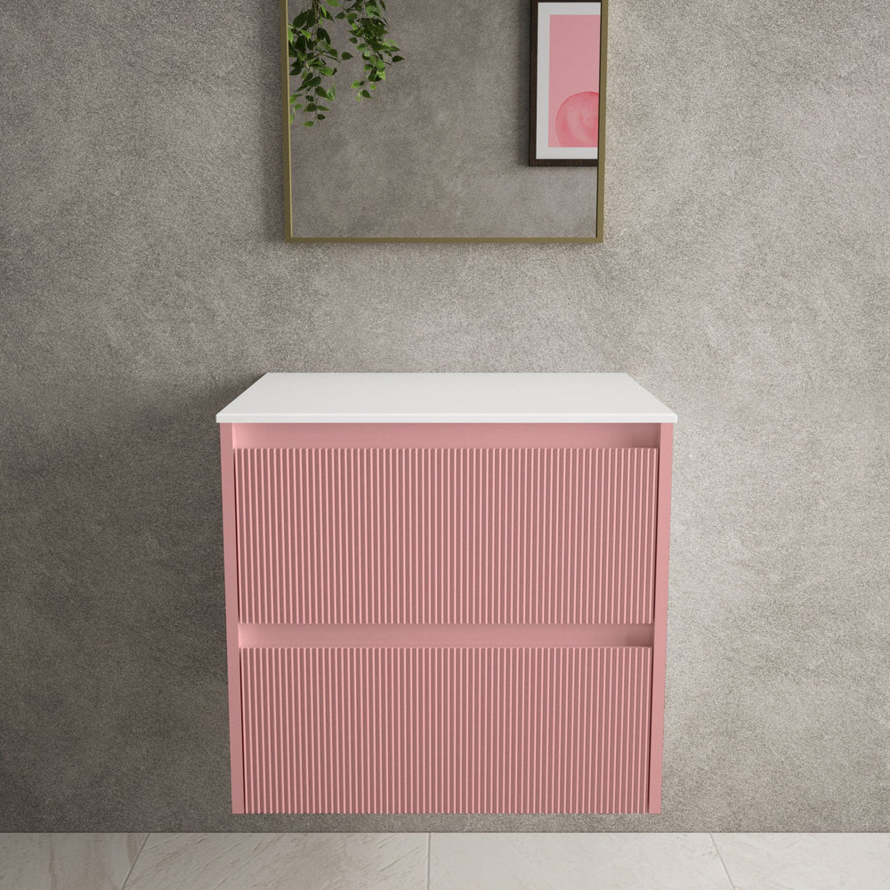 Scanalato Double Drawer Countertop Vanity Unit - Dusky Pink 600mm