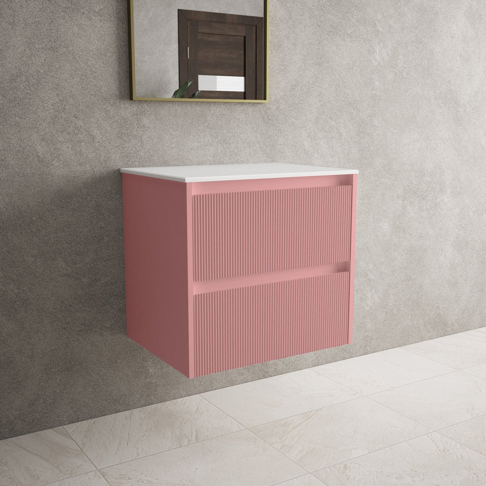Scanalato Double Drawer Countertop Vanity Unit - Dusky Pink 600mm