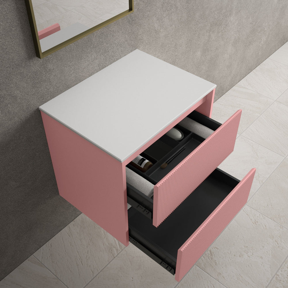 Scanalato Double Drawer Countertop Vanity Unit - Dusky Pink 600mm