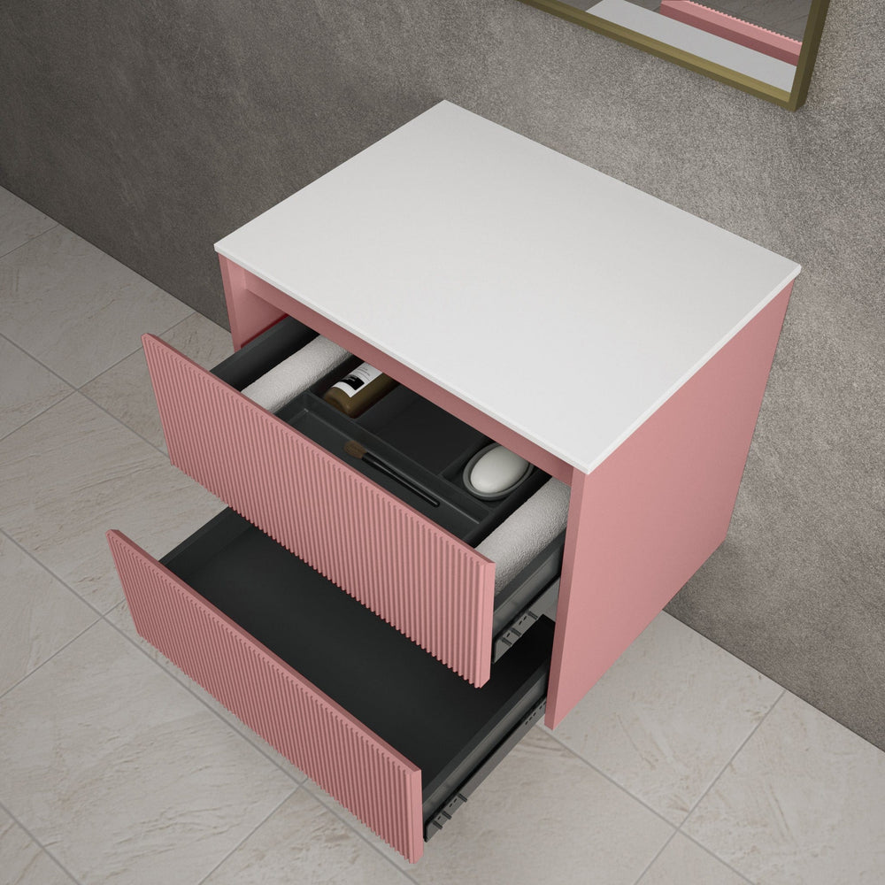 Scanalato Double Drawer Countertop Vanity Unit - Dusky Pink 600mm