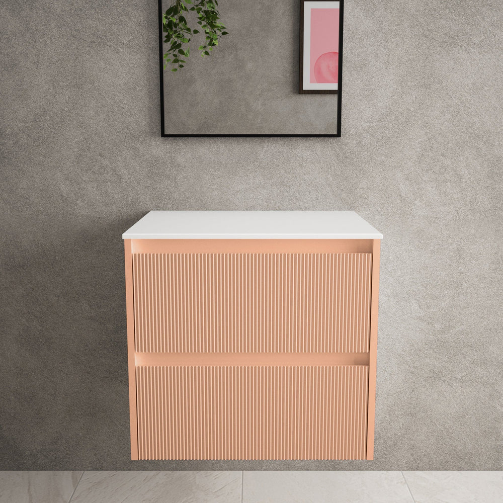 Scanalato Double Drawer Countertop Vanity Unit - Peach Fuzz 600mm