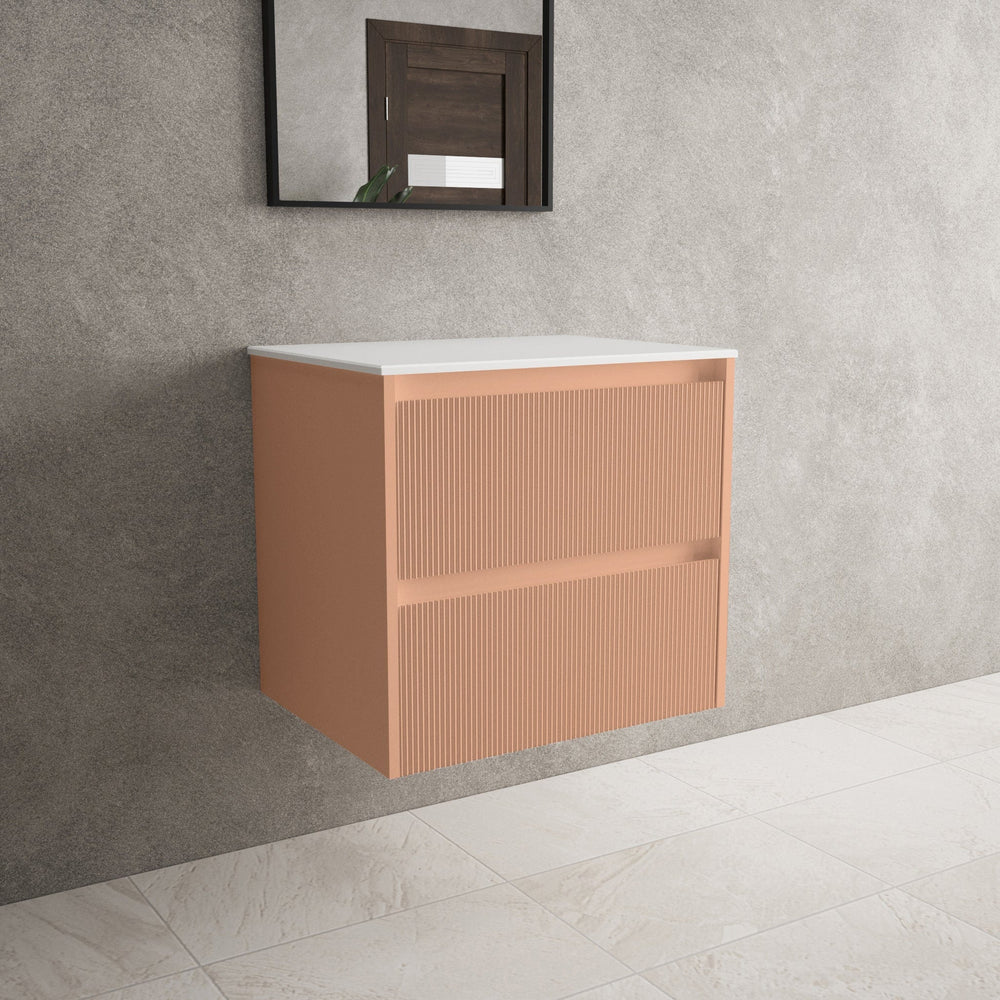 Scanalato Double Drawer Countertop Vanity Unit - Peach Fuzz 600mm