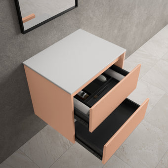 Scanalato Double Drawer Countertop Vanity Unit - Peach Fuzz 600mm