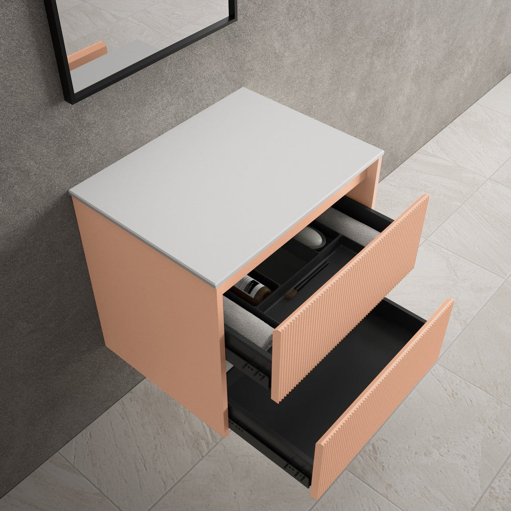 Scanalato Double Drawer Countertop Vanity Unit - Peach Fuzz 600mm