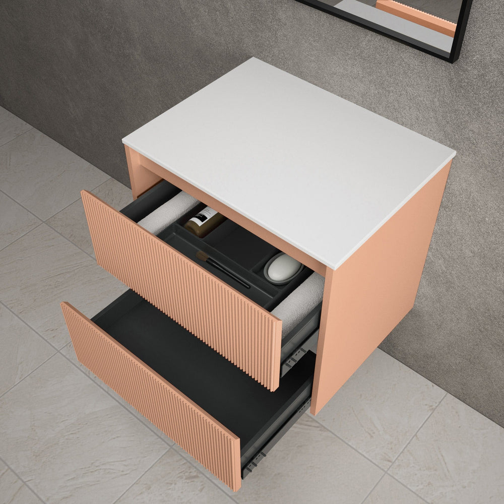 Scanalato Double Drawer Countertop Vanity Unit - Peach Fuzz 600mm