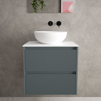 Scanalato Double Drawer Countertop Vanity Unit - Anthracite 600mm