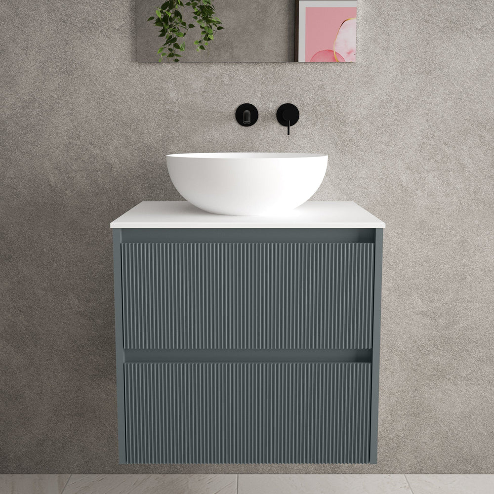 Scanalato Double Drawer Countertop Vanity Unit - Anthracite 600mm