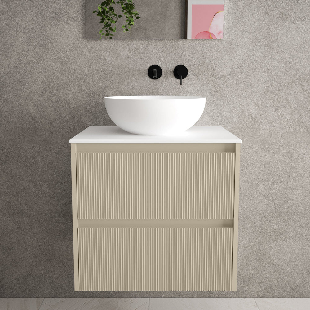 Scanalato Double Drawer Countertop Vanity Unit - Cashmere 600mm image